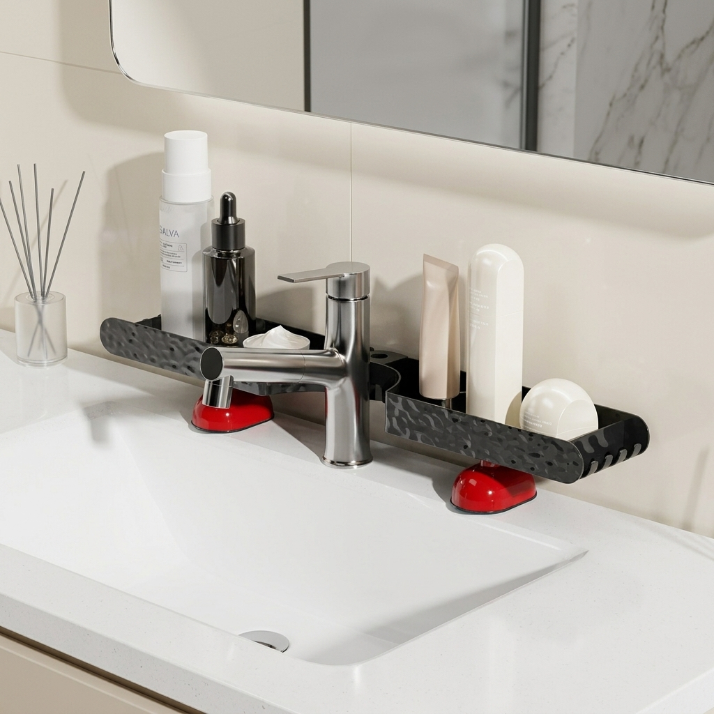 Home Essentials Bathroom Rack - Bathroom Organizer Cosmetic Storage Shelf Wide