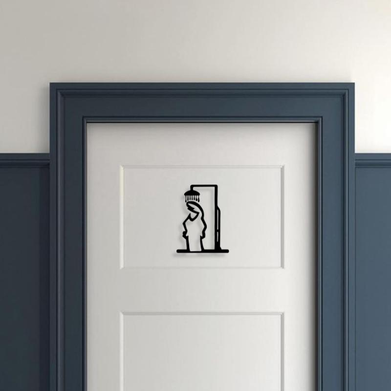 Home Bathroom Door Signs - 1PCS Minimalist Line Metal Bathroom Sign