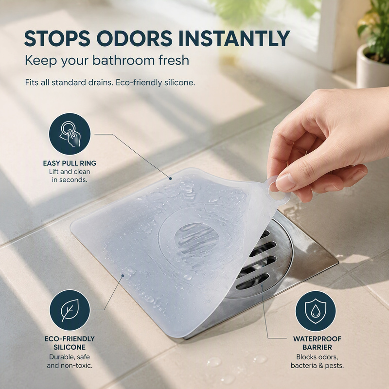 Home Bathroom Mats - 5 Pieces Silicone Anti Odor Floor