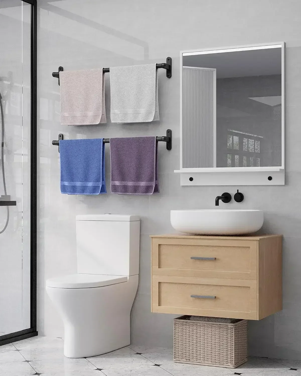 Matte Black Towel Rack for Bat - огляд і ціна Home Essentials Bathroom Rack