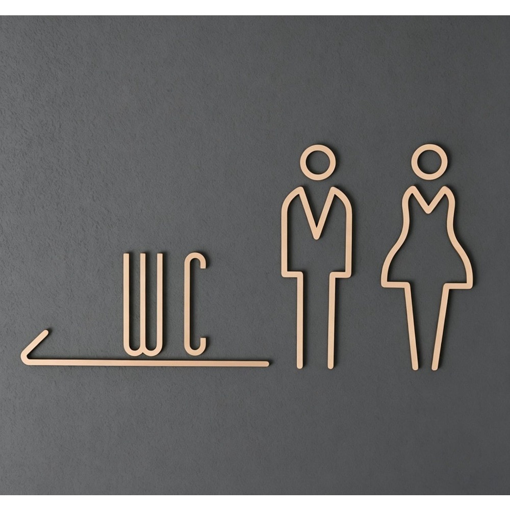 Brass Restroom Door Sign, Gold - огляд і ціна Home Bathroom Door Signs