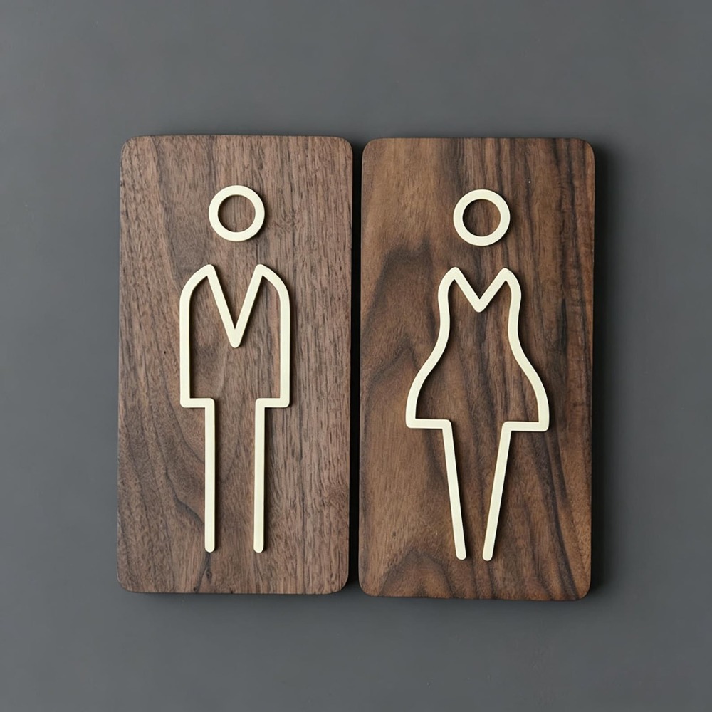 Brass Restroom Door Sign, Gold - огляд і ціна Home Bathroom Door Signs