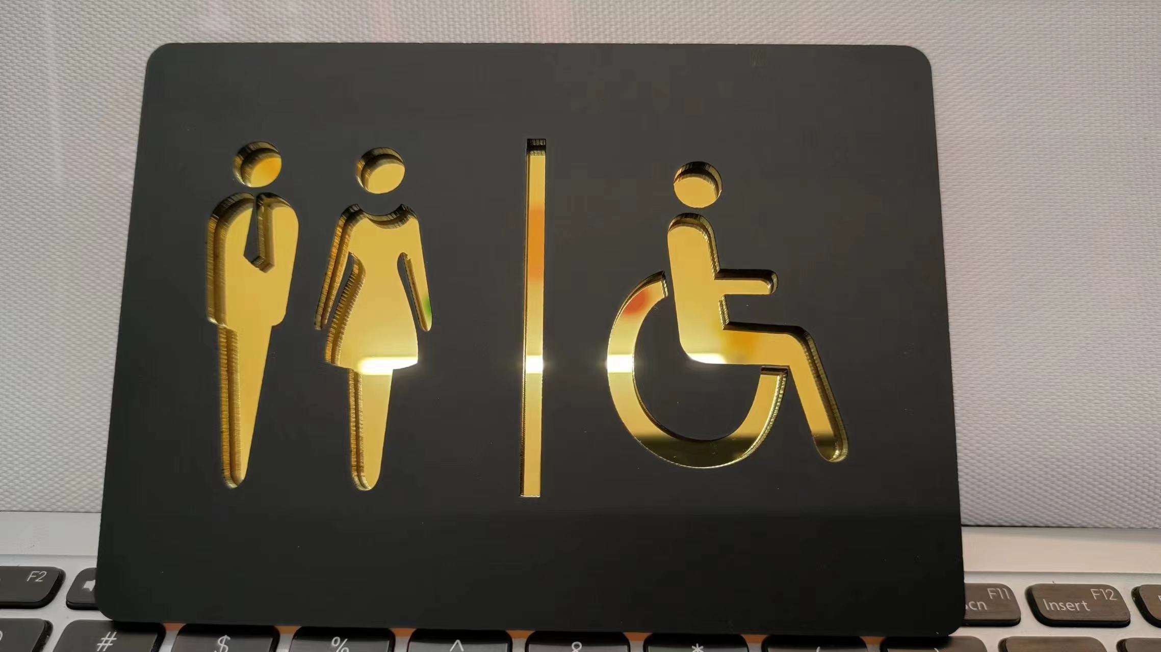 Matte Black Gold Toilet Sign P - огляд і ціна Home Bathroom Door Signs