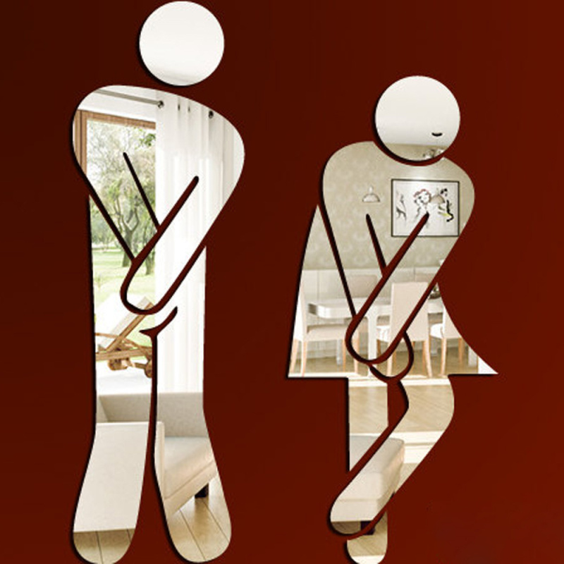 3D Acrylic Mirror Toilet Door  - огляд і ціна Home Bathroom Door Signs