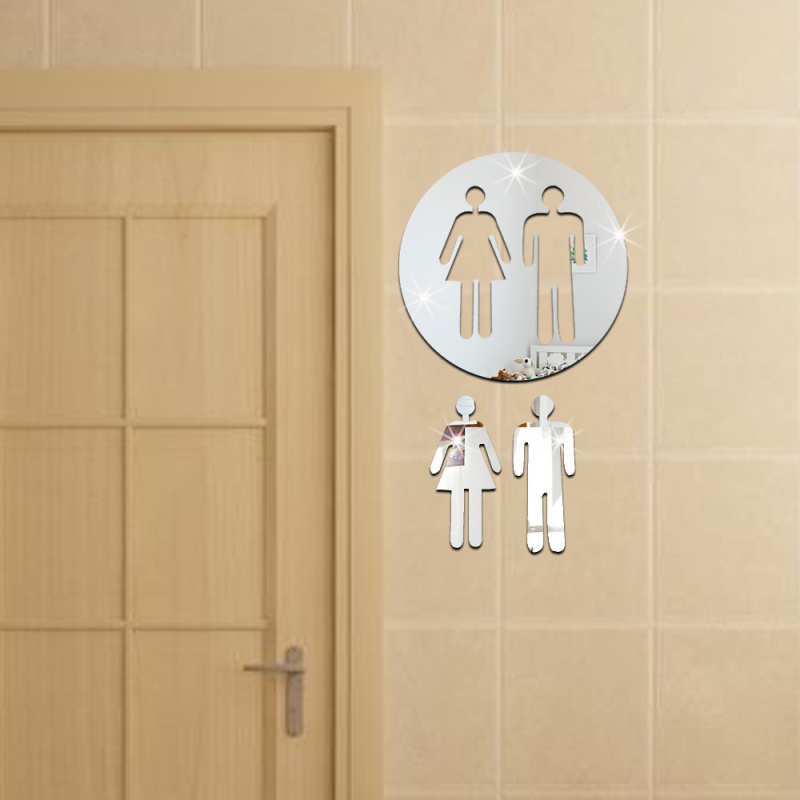 3D Acrylic Mirror Toilet Door  - огляд і ціна Home Bathroom Door Signs