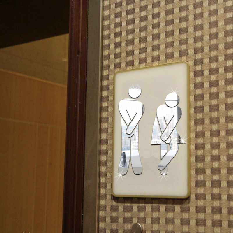 3D Acrylic Mirror Toilet Door  - огляд і ціна Home Bathroom Door Signs