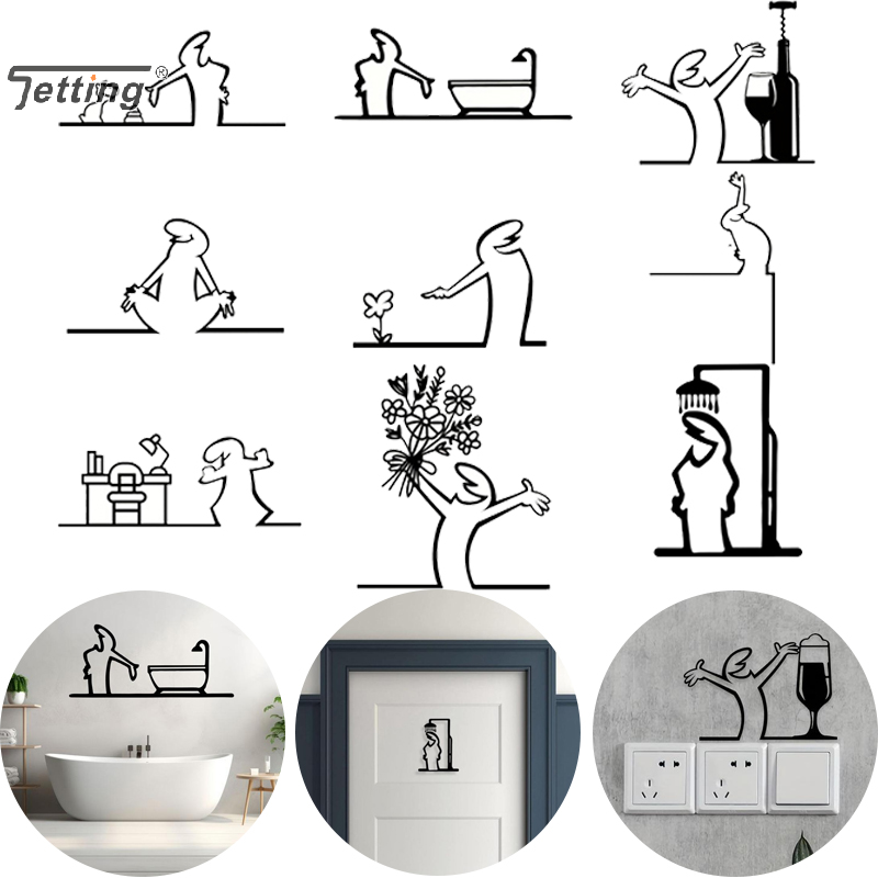 Black Shower Figure Wall Decor - огляд і ціна Home Bathroom Door Signs