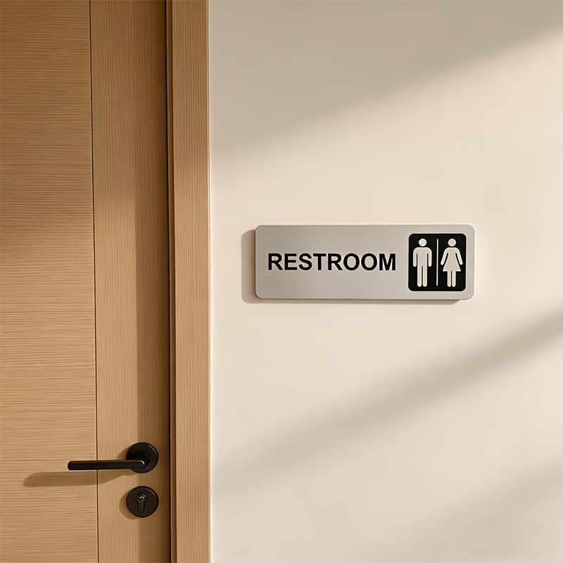 1Pcs Brushed Metal Restroom Si - огляд і ціна Home Bathroom Door Signs