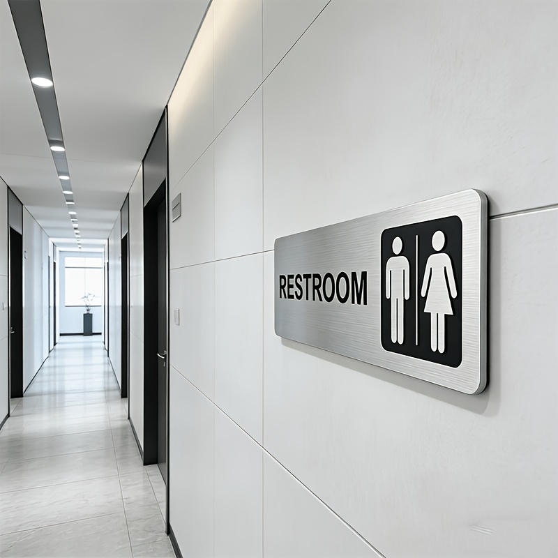 1Pcs Brushed Metal Restroom Si - огляд і ціна Home Bathroom Door Signs
