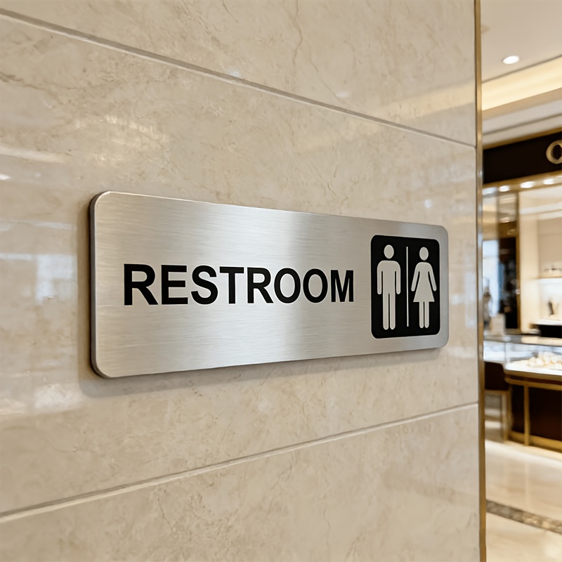 1Pcs Brushed Metal Restroom Si - огляд і ціна Home Bathroom Door Signs